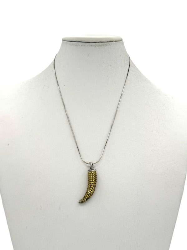 Originale collana realizzata in argento bianco 925 e luminosi zirconi color giallo chiaro. Gioiello pezzo unico con lavorazione artigianale, realizzato con materiali di alta qualità nel nostro laboratorio a Parma. Made in Italy by Ave Caprice.