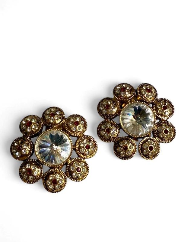 Orecchino a clip stile vintage in metallo dorato antichizzato
